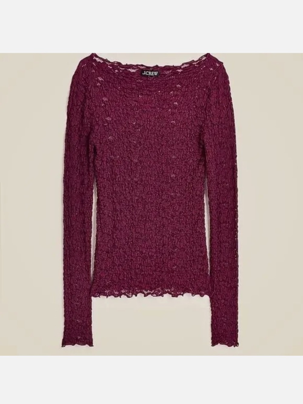 NWT - J. Crew Lace Boatneck Top - 90s - Chic & On Trend Fall Mulberry Purple